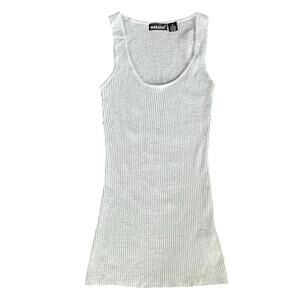 Vintage Y2K Wet Seal Powder Blue Metallic Long Ribbed Knit Stretch Tank Size S